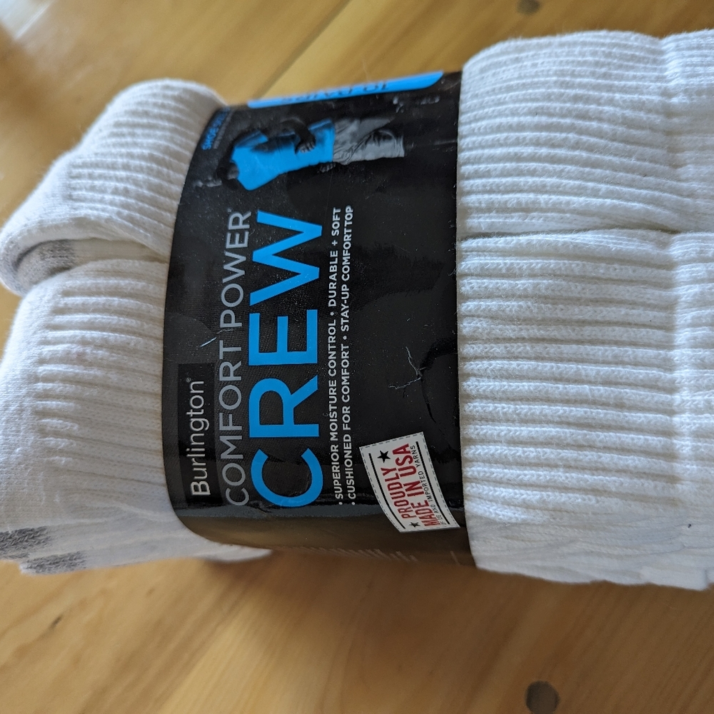 Men's Crew Socks, 10 pack, white